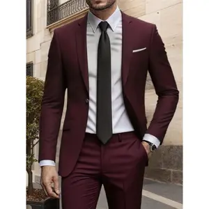 Men's Suit 2pcs Set, Premium Fabric Jacket And Pants, Ideal for Wedding, Party, Banquet And Formal Event
