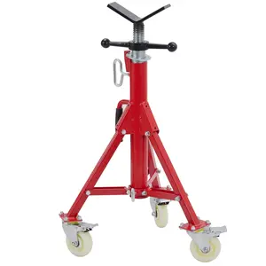 GAOMON V-Head Pipe Jack Stand with Casters, 28-52 Inch Adjustable Height,1/8"-12" Capacity, 2500 lb Load Capacity,Heavy Duty Carbon Steel Body, Steel Jack Stands with Portable Folding Legs