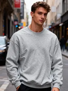 Men's Fall Winter Outfits Fleece Lined Warm Pullover Sweatshirt for Daliy Wear, Old Money Elastic Cuff Design, Casual Versatile Long Sleeve Top for Men's Wardrobe Essentials