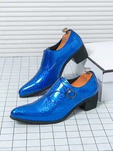 Men's High Heel Pointed Toe Shoes, Pure Color Fashion Trendy Party Hairdresser Shoes, Stylish Casual Footwear for Men