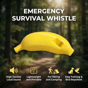 1Pc banana whistle, suitable for outdoor training, with a falcon call function bird deterrent, high-pitched long-distance sound, suitable for hiking, camping, bird repelling, dog training, farm orchard forest survival emergency tool