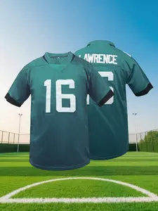 Men'S Rugby Jersey Shirt - Loose Fit V-Neck with Jacksonville #16 - Breathable Fabric for Training, Games, Casual Streetwear - All-Season Athletic Top - Adult Male Sports Apparel, Game Day Outfit, Sporty Design, High quality Embroidery