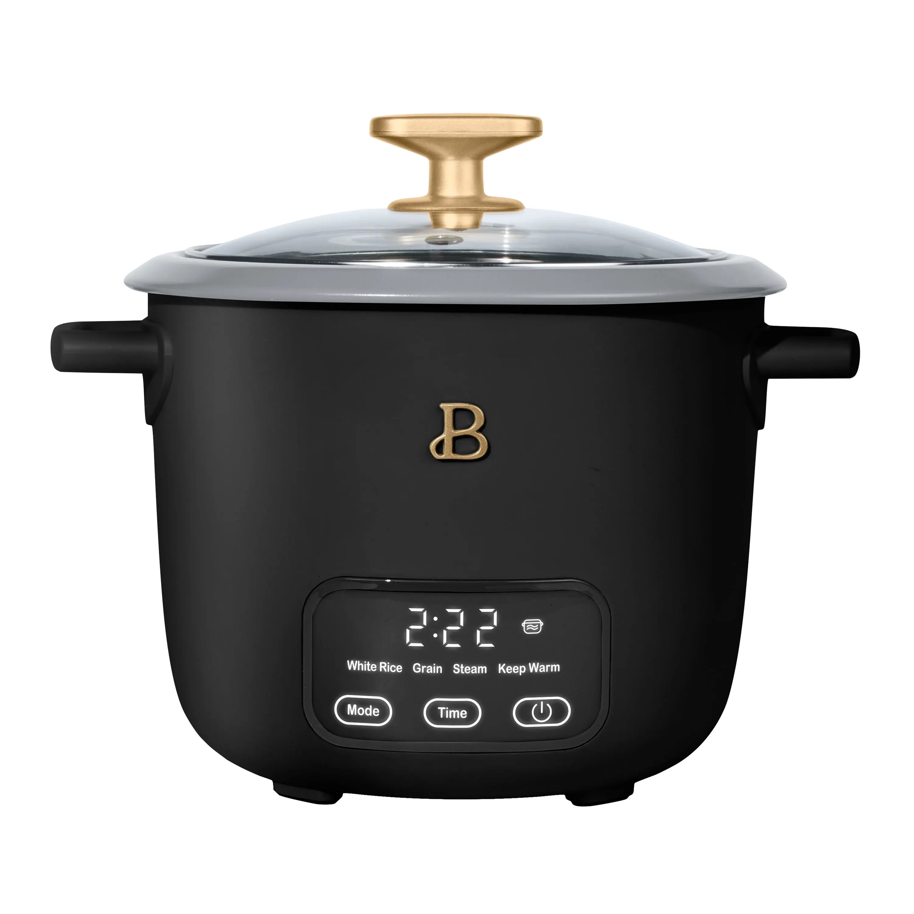 Beautiful by Drew Barrymore 6-Cup Rice Cooker, 3-Cup Uncooked Digital Electric Cooker with Glass Lid & Ceramic Nonstick Coating, Rice & Grain Cooker