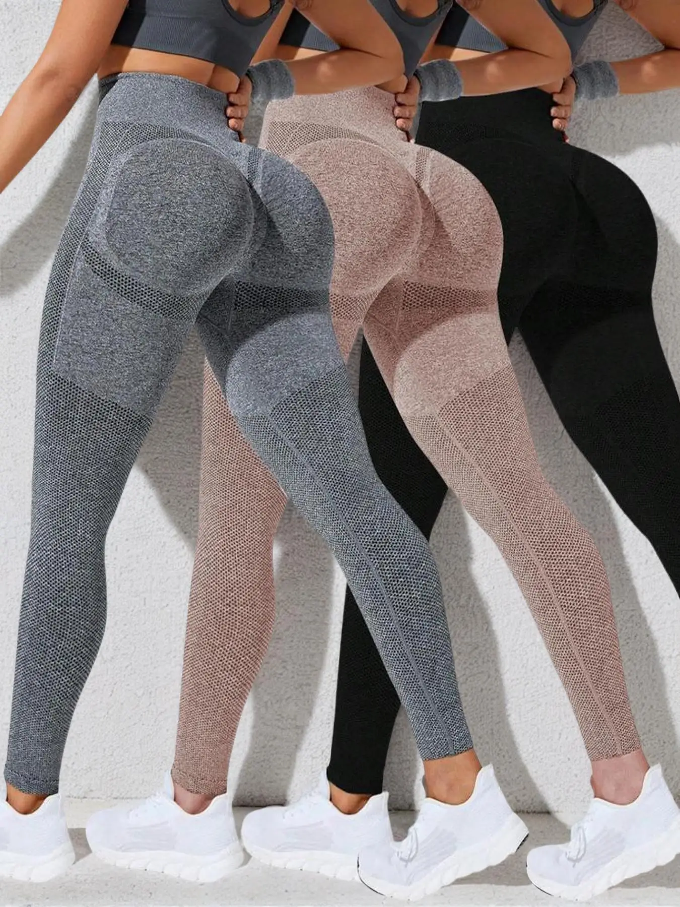 Sporty Women's High Waist Sports Leggings, Gym Leggings, Sport Solid Color High Stretch Seamless Skinny Pants Yoga Pants for Yoga Running Workout, Lad