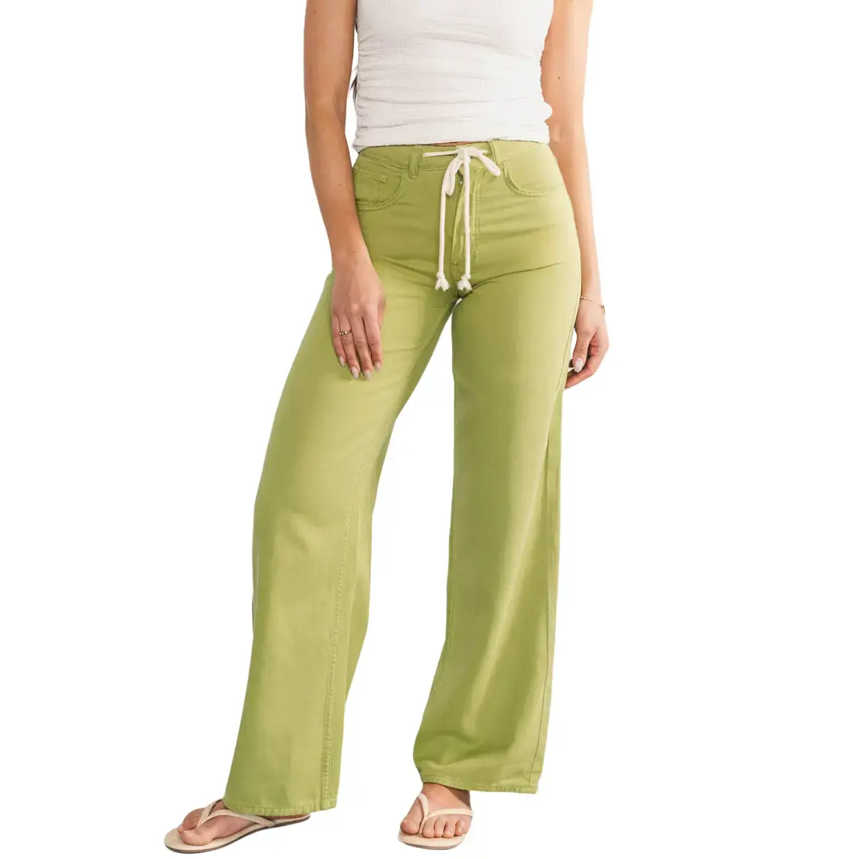 Mabel Mid Rise Soft Denim Pants | Green