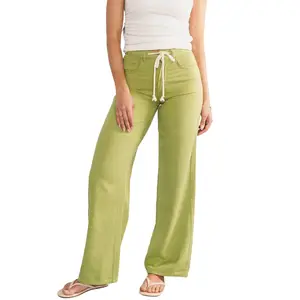 Mabel Mid Rise Soft Denim Pants | Green