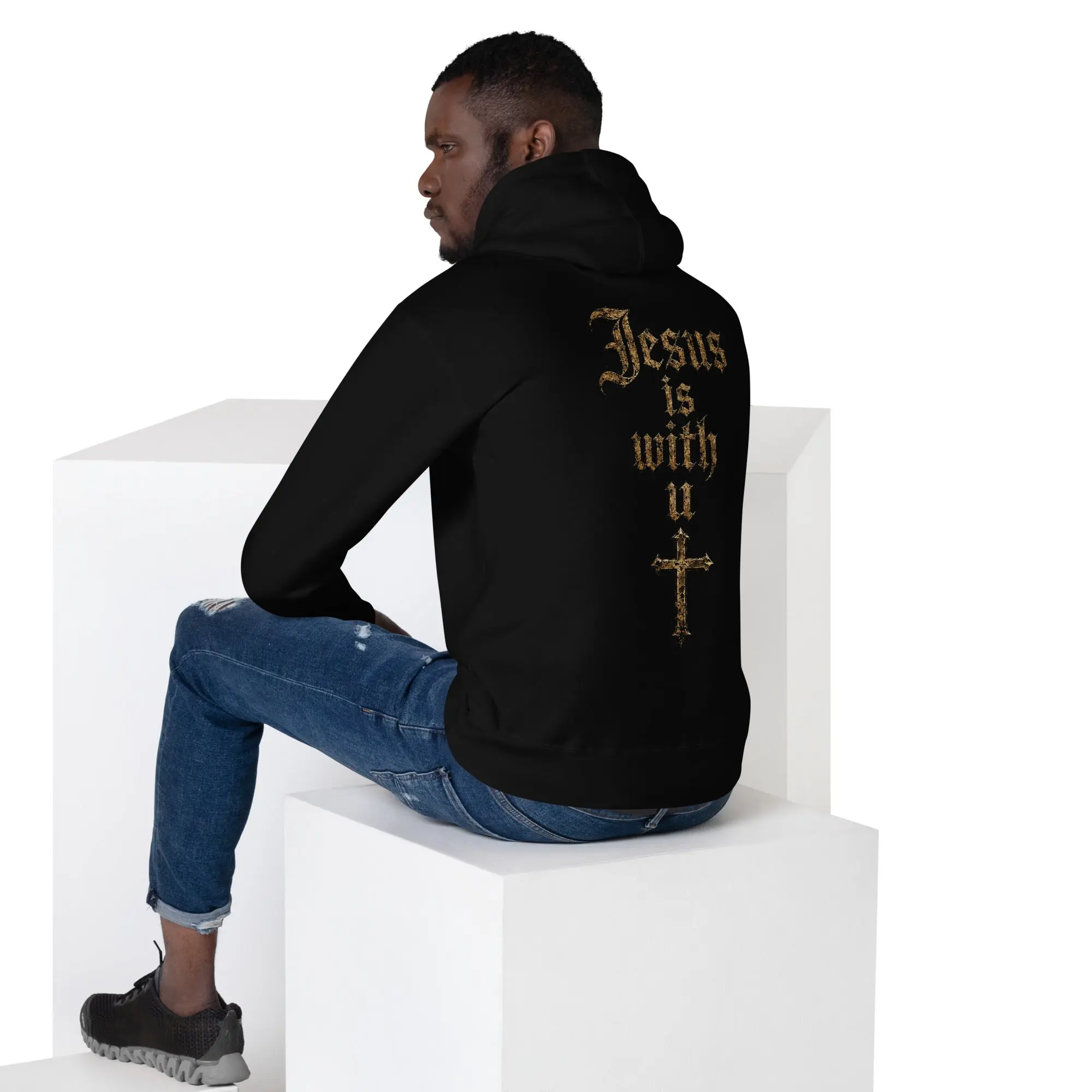 JIWU WARRIOR PREMIUM HOODIE - BLACK/GOLD CHRISTIAN FITNESS GEAR