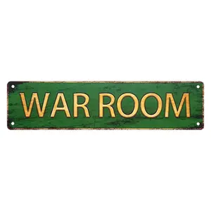 WAR ROOM Metal Sign – Vintage Aluminum Wall Decor for bar, Game Room, Garage, Gym – Tactical Motivation Plaque – 4x16 Inches, Easy to Hang