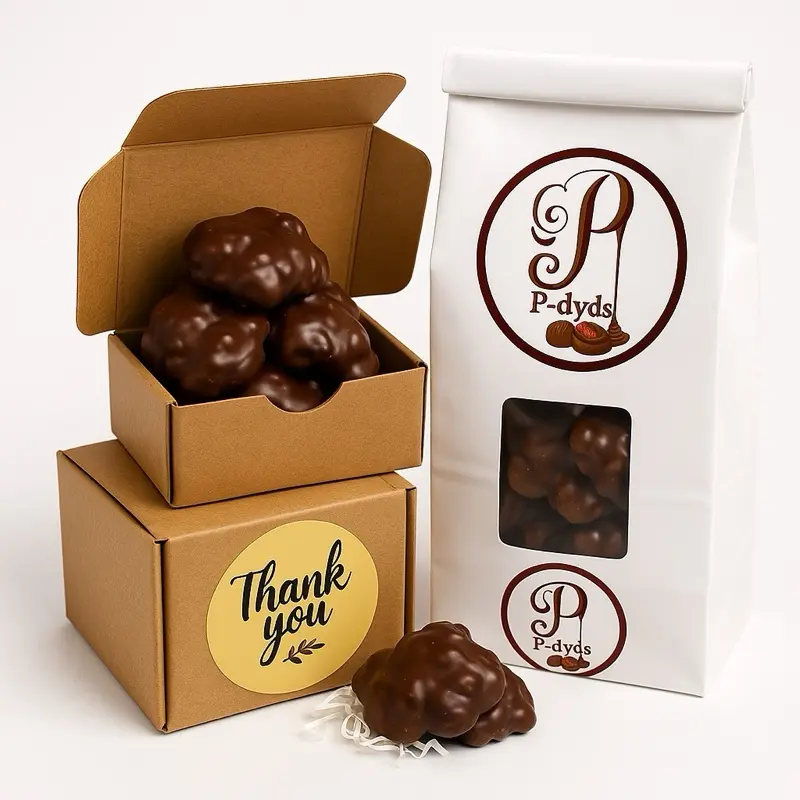 P-dyds, Milk & Dark Chocolate Covered Pecans Cluster P-dyds, Milk & Dark Chocolate Covered Pecans Cluster