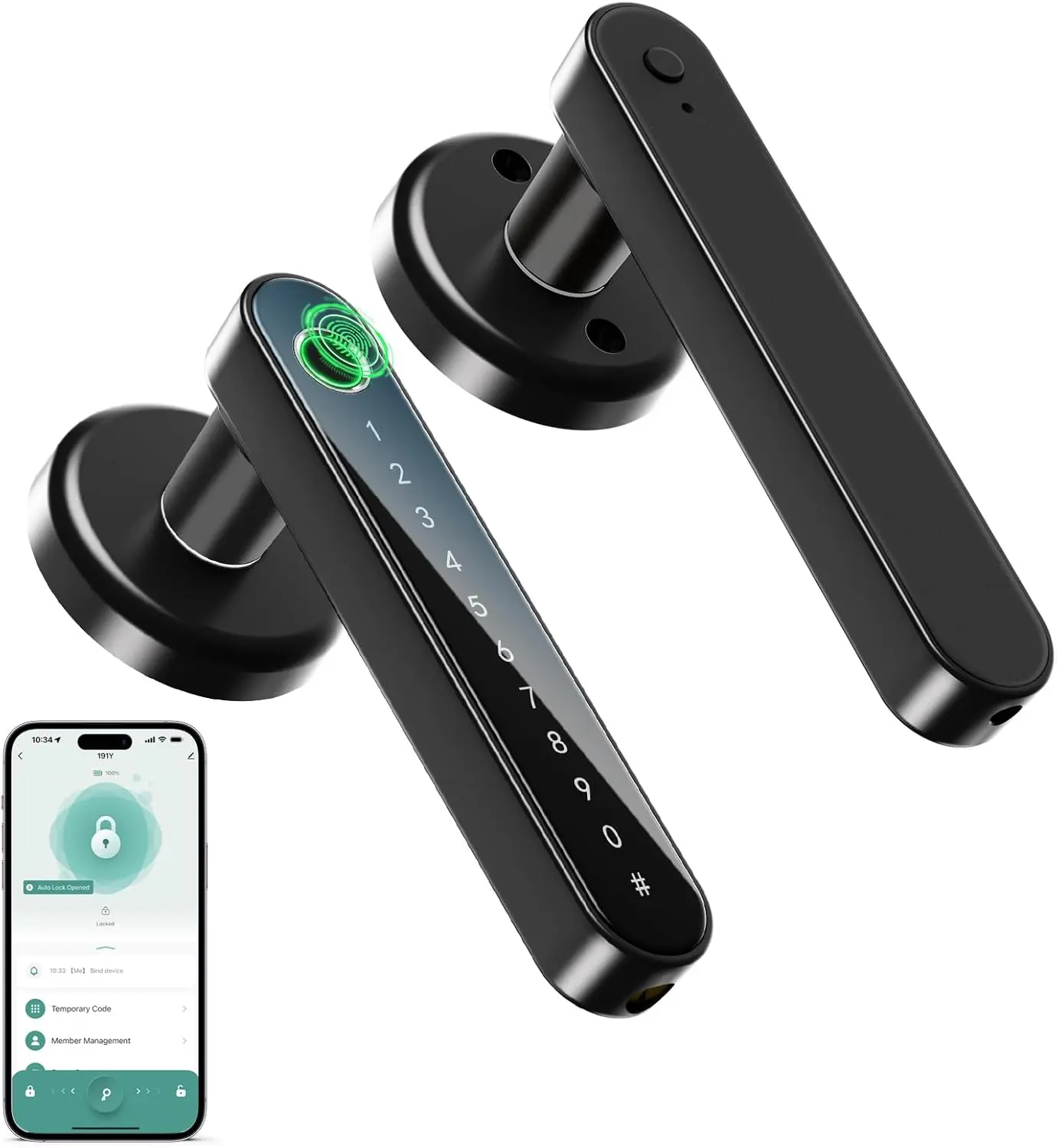 Smart Keyless Entry Electronic Code Door Lock with Fingerprint Keypad - Home, Office Security Door Hardware for Keyless Access, Electronic Code Lock