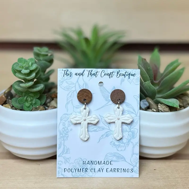 Cross Polymer Clay Earrings