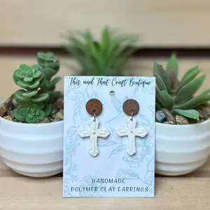 Cross Polymer Clay Earrings