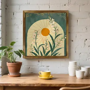 8-Inch 2026 Spring Summer Artistic Boho Wooden Wall Art Print - Vintage Rustic Lily of the Valley Sunset Sign, Wall & Desktop Decor, Housewarming Gift with Post Ideas, Room Decor, Flower Hanging Decor