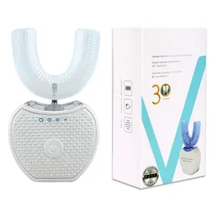 Automatic U-Shaped Ultrasonic Toothbrush, 360° Full Mouth Electric Cleaner, Hands-Free Sonic Toothbrush with Blue Light, USB Rechargeable, 3 Modes