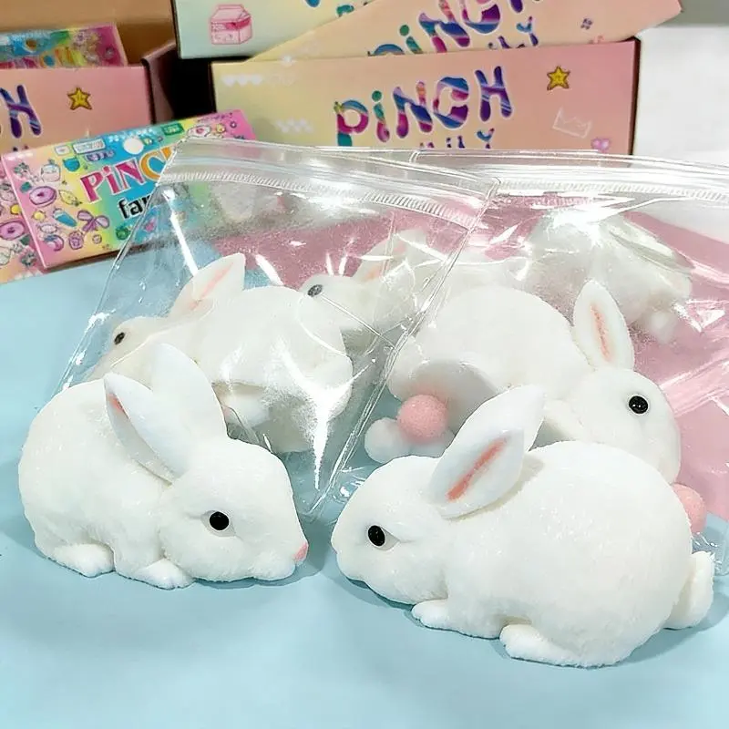Squishy Cute Bunny Squeeze Toy Soft Kawaii Little White Rabbit Fidget Toy Anti Stress Release Hand Relax Gift Toy