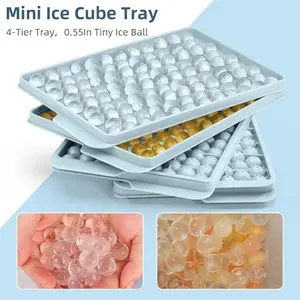 Mini Ice Cube Trays,104x4PCS Small Ice Cube Tray Crushed Ice Tray for Chilled Drinks Coffee Juice(4Pack Blue Ice trays & Ice Bin & Ice Scoop) Kitchen Mold
