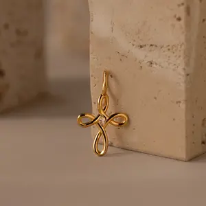 Infinity Cross Charm by Caitlyn Minimalist - Dainty Filigree Cross Diamond Pendant for Necklace & Bracelet - Christian Jewelry - Birthday Gift for Her