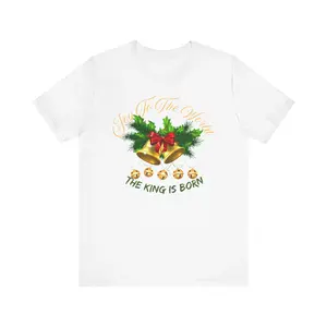 Christmas Joy Unisex Tee Shirt, Joy To The World, The King Is Born, Holiday Tshirt, Christmas Shirt, Festive Apparel, Christian Gift Cotton Top