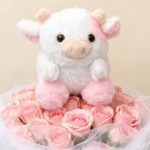 7.8-Inch Cow Plush Toy Stuffed Animal, Blue Options, Unisex Gift for Kids & Toddlers, Soft Cuddly Companion