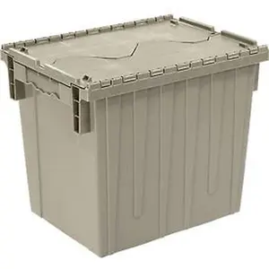 Monoflo International DC1813-15 Plastic Storage Box with Attached Lid, 18x13x15 in, Gray Home Organiser, Boxes