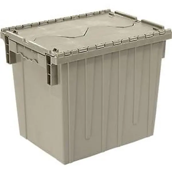 Monoflo International DC1813-15 Rectangular Plastic Storage Box with Attached Lid, 18x13x15 in, Gray Home Organizer, Rectangle