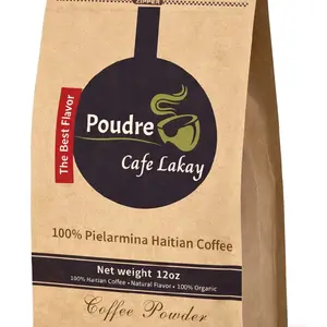 Poudre Cafe Lakay 100% Pielarmina Haitian Coffee Powder 12oz Natural Flavor Organic Haitian Coffee