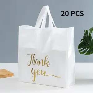 20PCS tote bag hemmed plastic gift bag clothing store clothes bag thickened thankyou bag shopping bag, holiday party gifts, birthday decorations