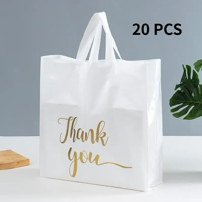 20PCS tote bag hemmed plastic gift bag clothing store clothes bag thickened thankyou bag shopping bag Shopping Totes, holiday party gifts, birthday decorations