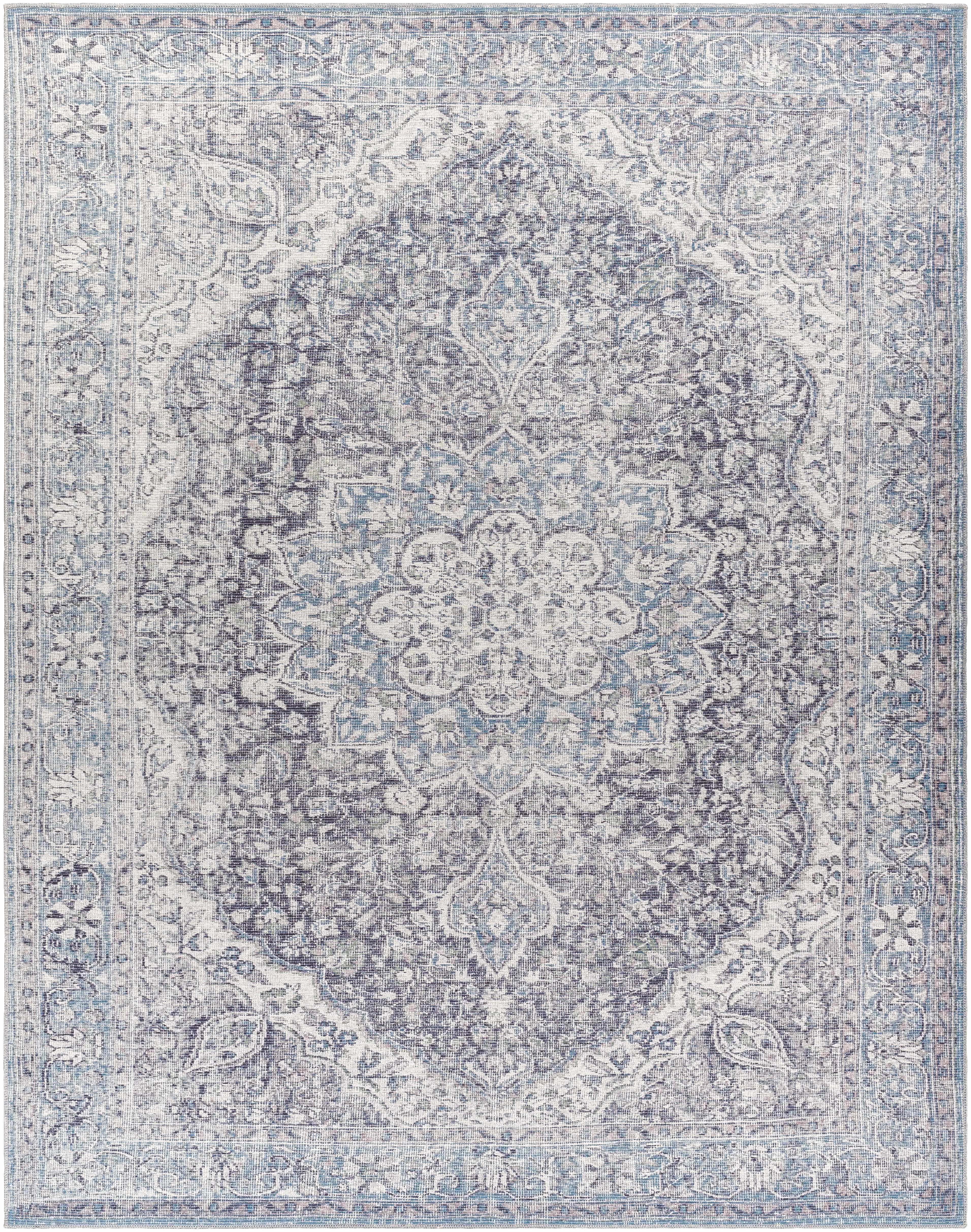 Tavas Blue Persian Style Cozy Area Rug - Machine Washable, Anchor Furniture, Home Decor Rug for Home Spaces, Clearance, Machine Washable Rugs