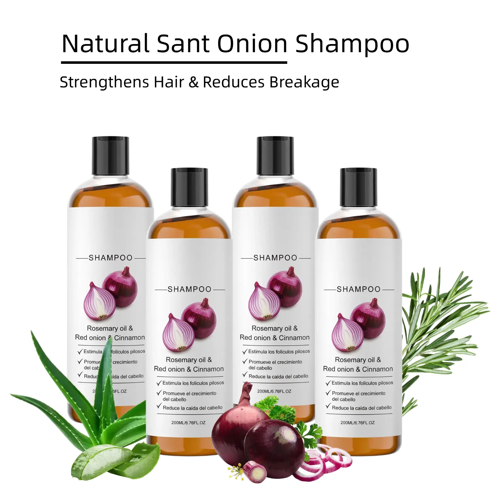 Natural Sant Onion Shampoo, Rosemary, and Aloe Vera Shampoo for All Hair Types