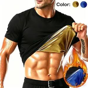 Men Waist Trainer Sauna Shirt Short Sleeve Suit Sweat Compression Vest Gym Exercise Top Body Shaper