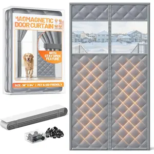 Insulated Door Curtain Fits 36"x82" Doors - Thermal Door Cover for Winter with Clear Window, Window Insulation Kit & Doors Draft Stopper to Keep Cold Air Out for Front Doorway  - Gray