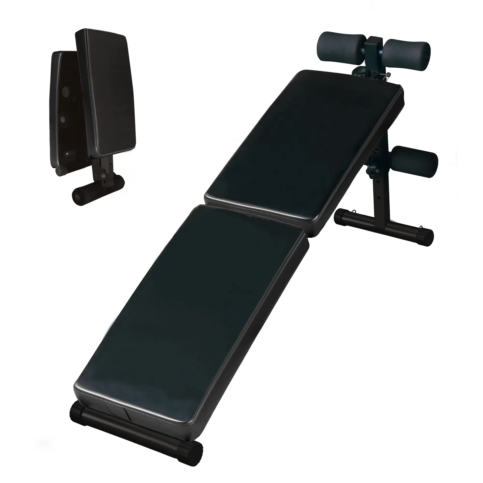 Adjustable Sit-Up Bench with 4-Level Height, Foldable Steel Frame for Home Gym Strength Training, 220 lbs Capacity, Black