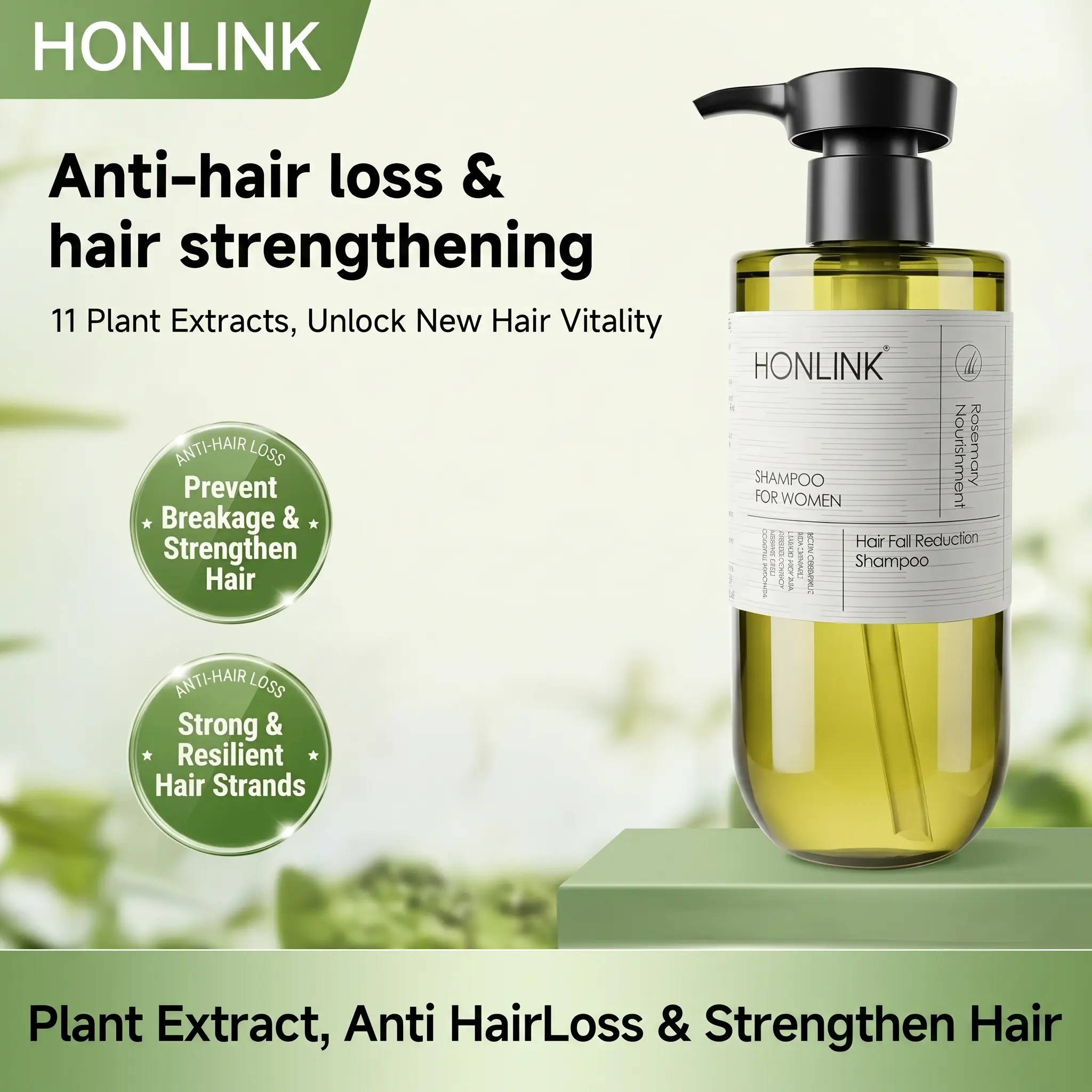HONLINK Women's Anti-Thinning Shampoo 300ml | Scalp Nourishment with Rosemary & Larch Extract | Stimulates Fuller Hair Growth