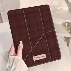 Foldable iPad Case With Pencil Holder Slim Shockproof Hard Acrylic Back Cover Auto Sleep Wake Compatible with iPad 10/9/8/7, Air 2/3/4/5/6/7, Pro 9.7/10.5/11/12.9 Inch