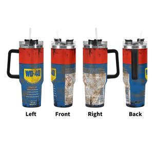 stainless steel travel vacuum flask, 1 count 40oz including 1 count straight tumbler & 1 count lid & 1 count straw & 1 count straw brush, summer cool bottle, insulated drinking cup for hot cold drinks