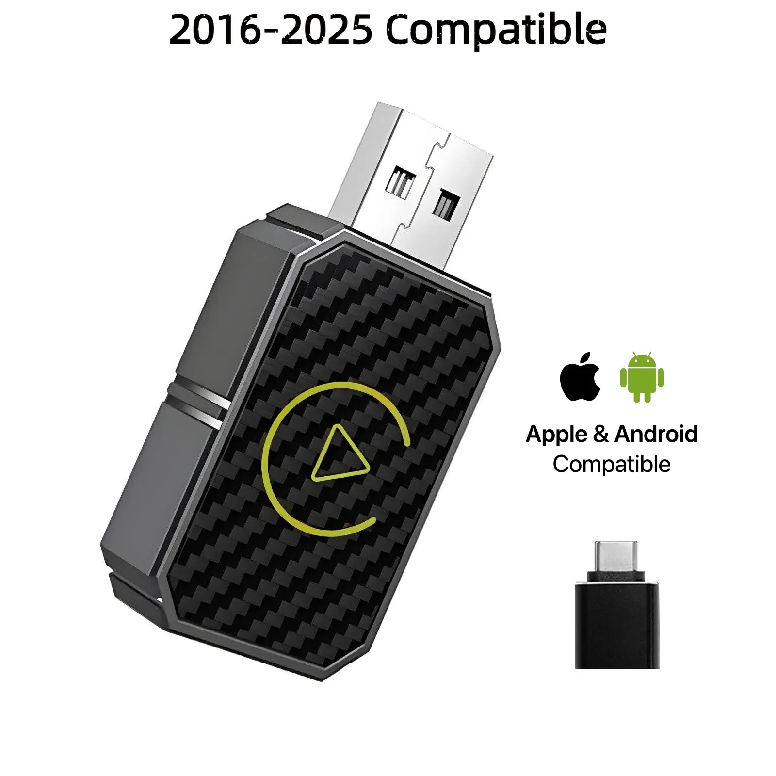 Wireless Apple CarPlay Adapter for Factory Wired Cars from 2016 Onwards - 2-in-1 Wireless CarPlay & Android Auto Adapter Easier Connectivity Compatibility Stable, Faster, Automotive