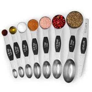 Magnetic Measuring Spoons - Set of 8 Stainless Steel for Spices, with Round & Rectangular Scoops for Easy Jar Access Magnetic Measuring Spoons - Set of 8 Stainless Steel for Spices, with Round & Rectangular Scoops for Easy Jar Access