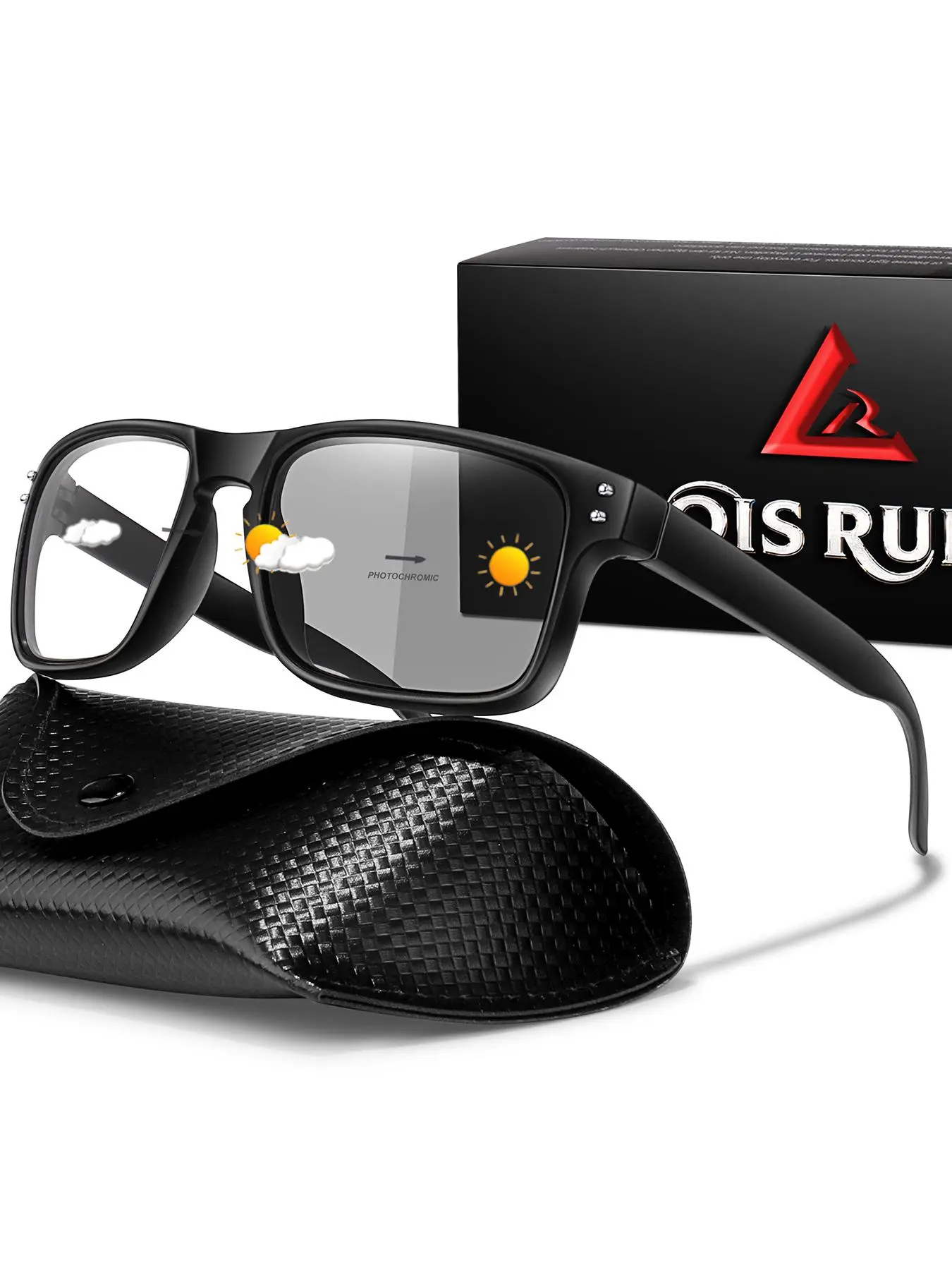 Classic Photochromic Transition Sunglasses with Case and Gift Packaging, Uv Protective Sunglasses, UV Protection Glasses, Retro Frame for Outdoor Activities, Perfect Christmas Valentine's Father's Day Gift, Rectangular Sunglasses