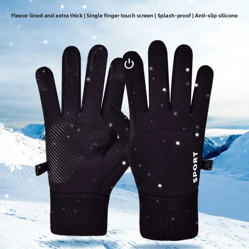 Unisex Fleece-Lined Snowboarding Gloves - Windproof, Water-Resistant, Thermal, Touchscreen Grip, Single Finger Touch, Advanced Heat Retention, Ambidextrous, Size M for Outdoor Winter Sports