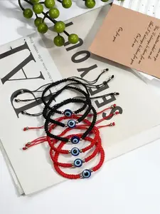 12Pcs Evil Eye Charm Bracelet Set for Women Men - Adjustable Braided Black Red String Knot Turkey Protection Friendship Bracelets for Girls