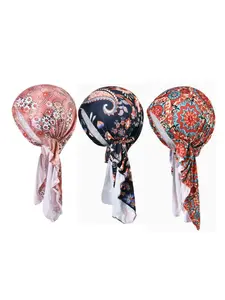 3PCS Long Braid Hat, Colorful Headscarf Hat, Thin Design, Summer Adult Pirate Hat/Headscarf, Vintage Print Headscarves, Floral Headscarf