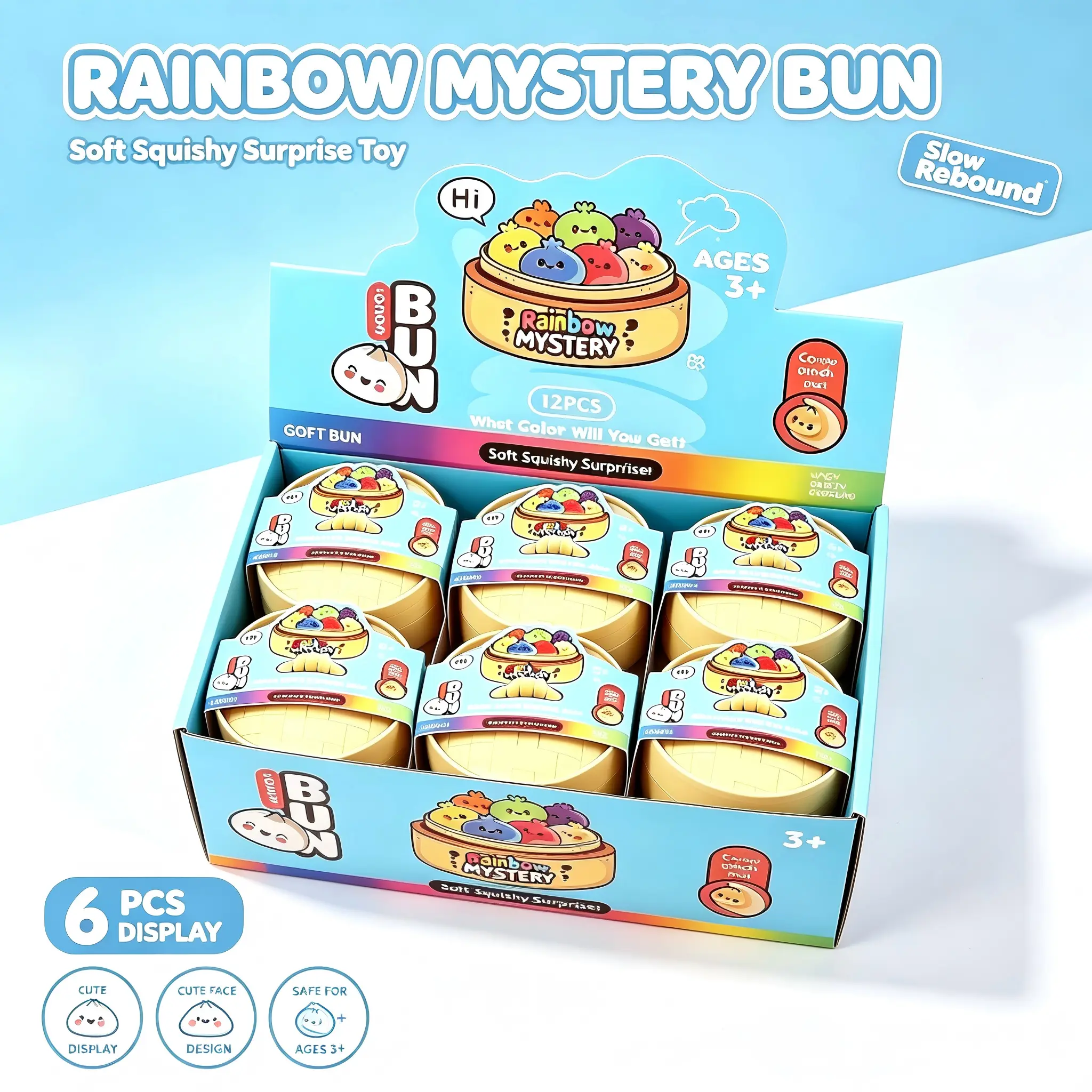 Dumpling Squishy Stress Relief Toy, Soft TPR Squeeze Toy in Steamer Box Packaging, Cute Kawaii Fidget Toy for Kids, Teens & Anime Lovers, Summer Gift Idea