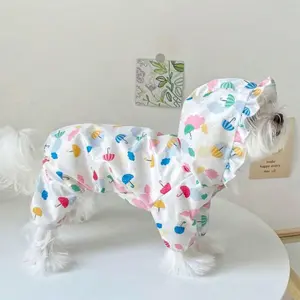 Umbrella Print Hooded Pet Raincoat, Cute Outdoor Pet Raincoat, Pet Clothes for Small Dogs, Dog & Cat Clothing Supplies