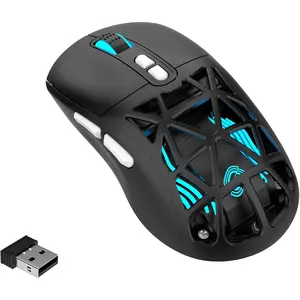 Wireless Gaming Mouse, Rechargeable RGB Programmable Macro Mouse, 10000 DPI, Tri-Mode 2.4GHz/BT 5.0 with Wired, 3.7V 500mAh Built-in Battery For Laptop For Desktop For PC For MacBook For Chromebook-Black