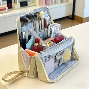 1pcs Multifunctional Vertical Makeup Bag, Makeup Organizer Pouch | Large capacity, foldable, high-quality compartments, spacious stationery storage, portable travel and business toiletry bag, Travel Cosmetic Bags
