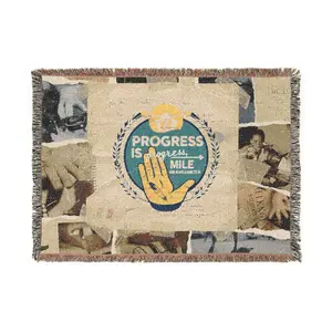 Progress Is A Mile Woven Blanket | Vintage Progress Emblem Throw