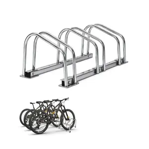 Bike Floor Stand, 3 Bike Parking Rack, Garage Bike Storage Stand, Fits 22-28" Wheels Up to 2.2" Tire, Heavy Duty for Mountain & Road Bikes