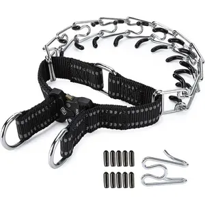 Pinch Collar for Dogs Adjustable Dog Training Collar with Comfortable Rubber Tip and Quick Release Buckle for Small Medium Large Dogs (Small, Black)