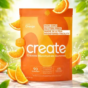 Create Creatine Monohydrate Gummies – Orange Flavor, 1.5g Creatine Per Gummy, 90 Gummies, Easy Chew, No Powder, Vegan & Non-GMO, Gluten-Free